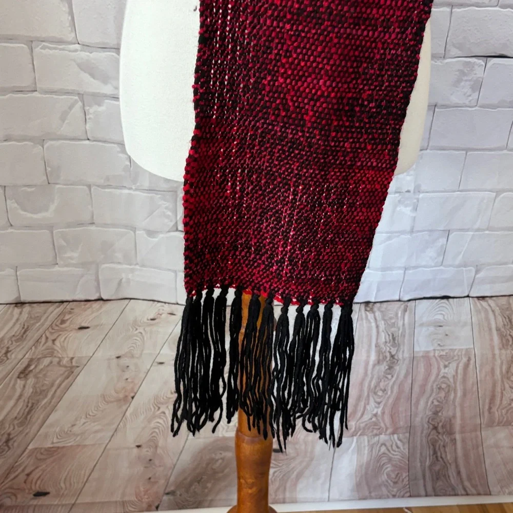 Red and Black Woven Scarf